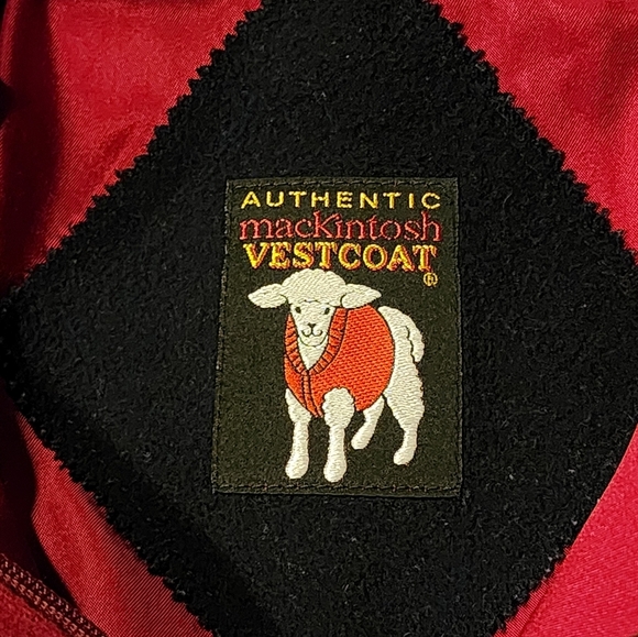 Vintage Mackintosh Wool Coat Hooded Navy Red Vest Made in USA Size 8 - Picture 8 of 11